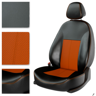 Авточехлы для HYUNDAI SOLARIS II 2017 Sedan чёрный/оранжевый/оранжевый
