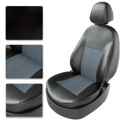 Авточехлы для SKODA OCTAVIA III A7 2013 чёрный/серый