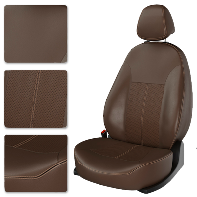 Авточехлы для FORD FIESTA 2015 Sedan коричневый/бежевый/бежевый