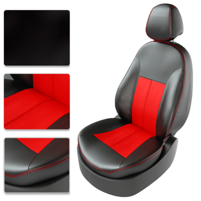 Авточехлы для LIFAN X60 чёрный/красный
