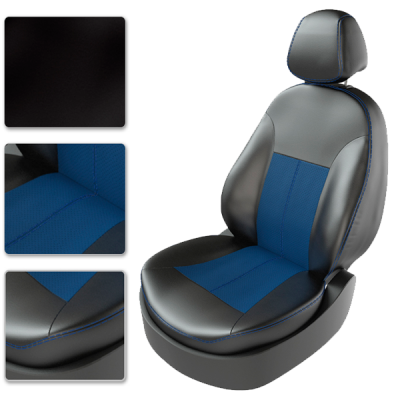 Авточехлы для TOYOTA RAV4 III 2006-2012 чёрный/синий