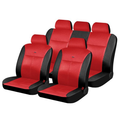 Чехлы на сиденья экокожа «FORWARD», чёрный/красный/красный, универсальные, 10477