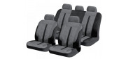 Чехлы на сиденья искусственная кожа/алькантара «CARRERA», чёрный/серый, универсальные, 10337