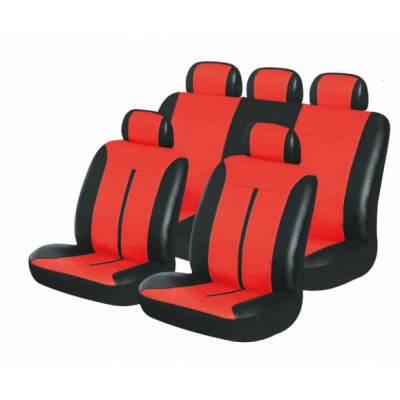 Чехлы на сиденья искусственная кожа «BUFFALO», чёрный/красный, универсальные, 10208