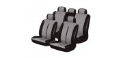 Чехлы на сиденья искусственная кожа «BUFFALO», чёрный/светло-серый, универсальные, 10040