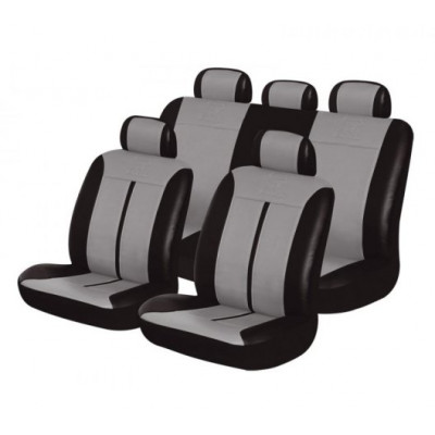 Чехлы на сиденья искусственная кожа «BUFFALO», чёрный/светло-серый, универсальные, 10040