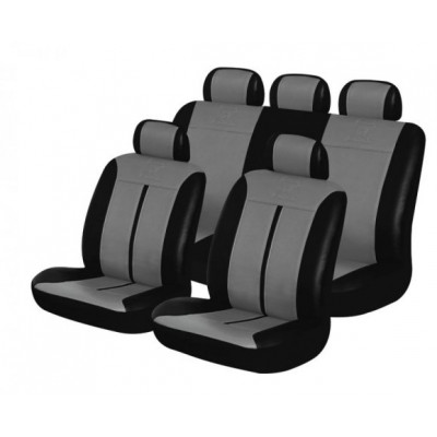 Чехлы на сиденья искусственная кожа «BUFFALO», чёрный/тёмно-серый, универсальные, 10041