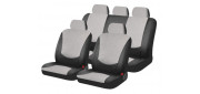 Чехлы на сиденья искусственная кожа «EXOTIC», чёрный/светло-серый, универсальные, 10417