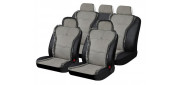 Чехлы на сиденья искусственная кожа/искусственный мех «SENSATION», чёрный/серый, универсальные, 10458
