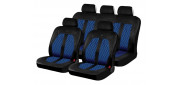 Чехлы на сиденья искусственная кожа «LAREDO», чёрный/синий/синий, универсальные, 10489