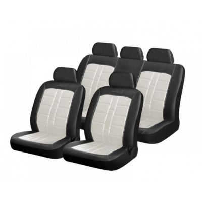 Чехлы на сиденья искусственная кожа «RODEO» Белый/Черный 10376, чёрный/белый, универсальные, 10376
