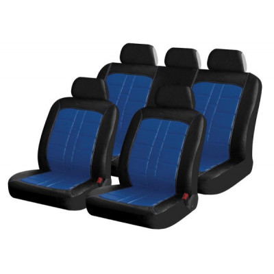 Чехлы на сиденья искусственная кожа «RODEO» Синий/Черный 10490, чёрный/синий, универсальные, 10490