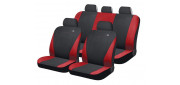 Чехлы на сиденья искусственная кожа/жаккард «CORD», красный/чёрный, универсальные, 10530
