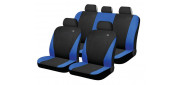 Чехлы на сиденья искусственная кожа/жаккард «CORD», синий/чёрный, универсальные, 10527