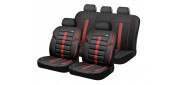 Чехлы на сиденья комбинированные «GTR», чёрный/красный/красный, универсальные, 10521