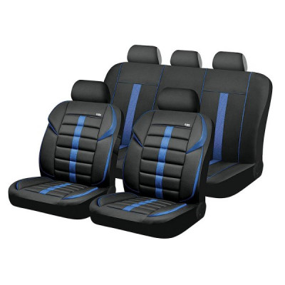 Чехлы на сиденья комбинированные «GTR», чёрный/синий/синий, универсальные, 10520