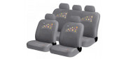 Чехлы на сиденья трикотаж «BEETLES», серый/вставка с аппликацией, универсальные, 10223