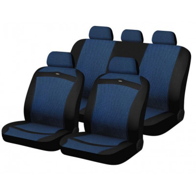Чехлы на сиденья трикотаж «CARBON», чёрный/синий, универсальные, 10502