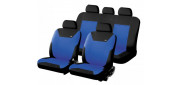Чехлы на сиденья трикотаж «CORSAR», чёрный/синий, универсальные, 10319