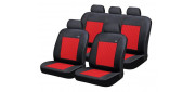 Чехлы на сиденья трикотаж «DOMINANT», чёрный/красный/красный, универсальные, 10509