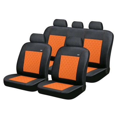 Чехлы на сиденья трикотаж «DOMINANT», чёрный/оранжевый/оранжевый, универсальные, 10676