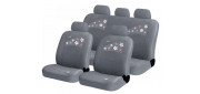 Чехлы на сиденья трикотаж «FLOWERS», серый/вставка с аппликацией, универсальные, 10221