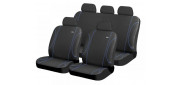 Чехлы на сиденья трикотаж «JAZZ», чёрный/чёрный/синий, универсальные, 10286