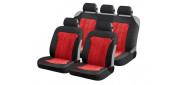 Чехлы на сиденья трикотаж «TREND PLUS», чёрный/красный, универсальные, 22206